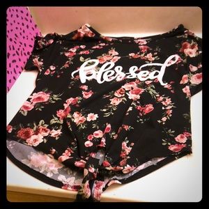 Pink rose •blessed• shirt!! Sleeveless 😁